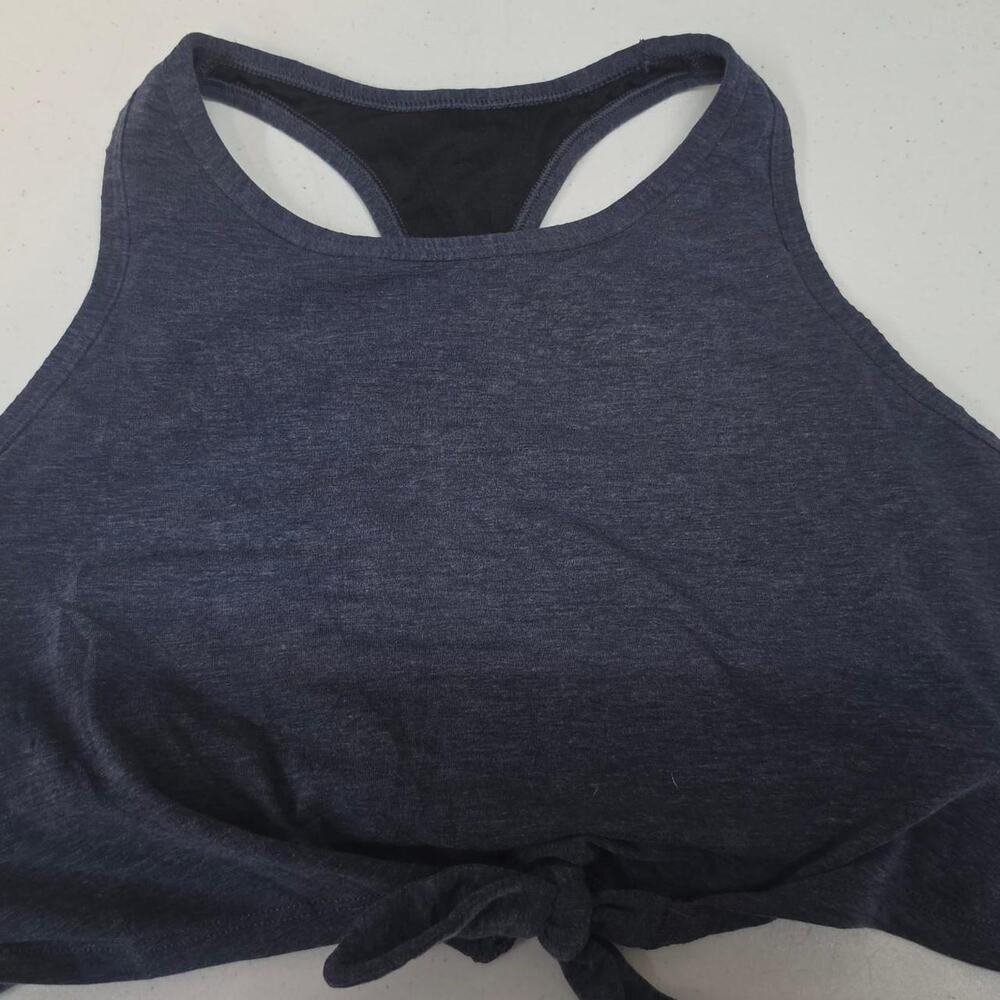 Blue racerback workout tank womens